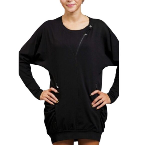 BCBGMaxAzria black long sleeve sweater dress size M - Picture 1 of 8